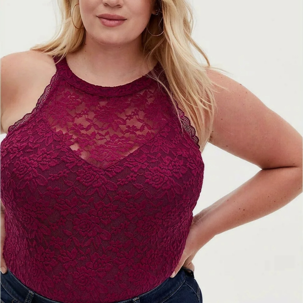 Torrid Burgandy Lace Bodysuit Size 4 - Picture 1 of 5